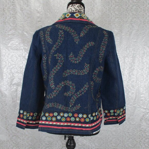 ENTICE Embroidered Denim Jacket Size Small - Picture 5 of 8